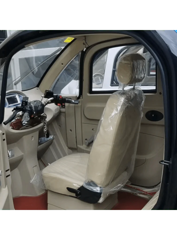 GIO GOLF ENCLOSED MOBILITY SCOOTER 60V 1200W, top speed 18mph, Range up to 30 miles, backup camera, heater, fan, alarm, media center, 500lb load capacity