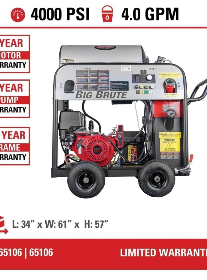 Simpson BB65106 Big Brute Professional 4000 PSI (Gas-Hot Water) Pressure Washer